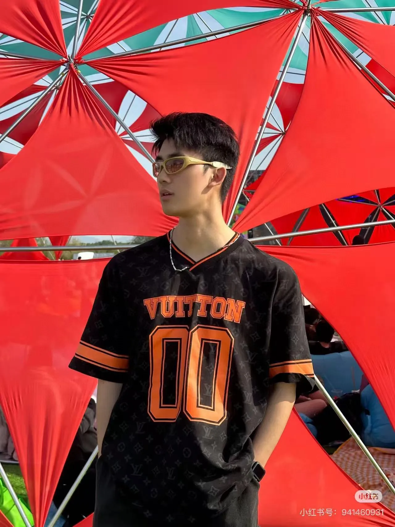 Louis Vuitton/Louis Vuitton 25ss No. 00 Orange letter print short sleeves